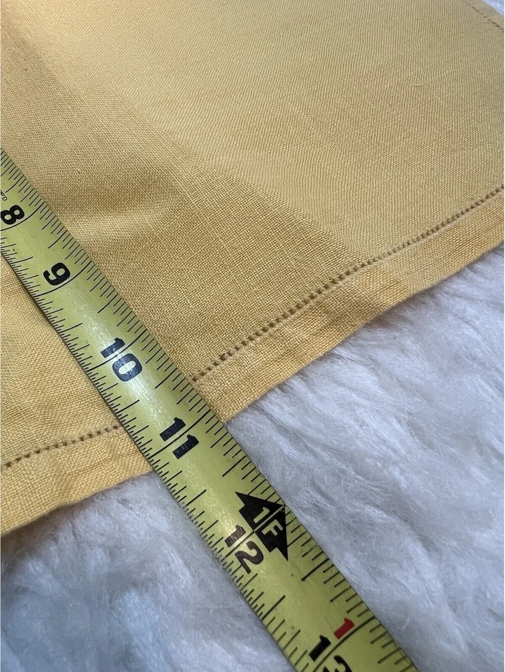 Vintage Set of 3 napkins & placemats Yellow linen hemstitch border.